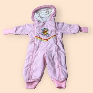 Vintage Baby Disney Winnie The Pooh By Sears Light Pink Snowsuit Unique